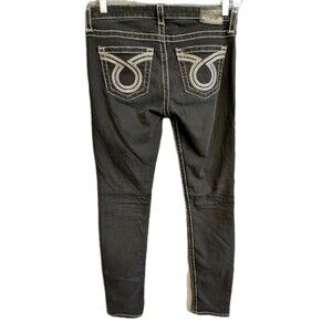 Big Star Liv Skinny Jeans Women's 30R Black Embroidered Pockets Western 30x31